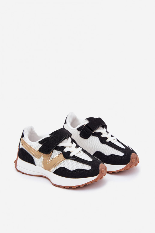 Zapatillas modelo zapatos. Infantil con sujetadores adhesivos Blanco-de color negro Tezzu