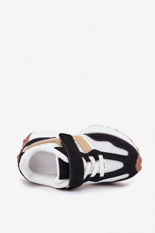 Zapatillas modelo zapatos. Infantil con sujetadores adhesivos Blanco-de color negro Tezzu