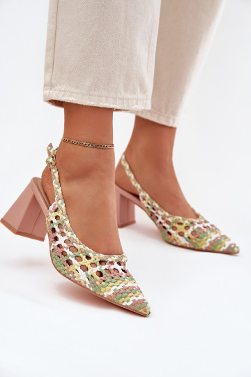 sandalias Con Trenza con tacones color rosa Ebina