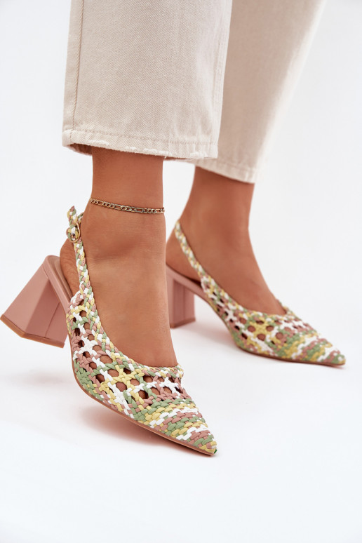 sandalias Con Trenza con tacones color rosa Ebina sandalias Con Trenza con tacones color rosa Ebina