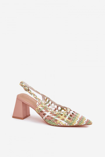 sandalias Con Trenza con tacones color rosa Ebina 2