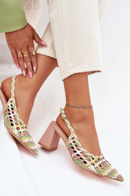 sandalias Con Trenza con tacones color rosa Ebina sandalias Con Trenza con tacones color rosa Ebina