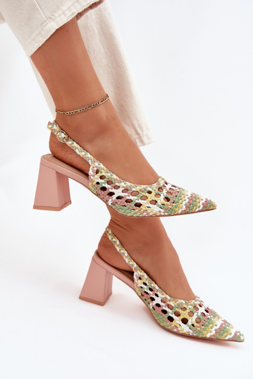 sandalias Con Trenza con tacones color rosa Ebina sandalias Con Trenza con tacones color rosa Ebina