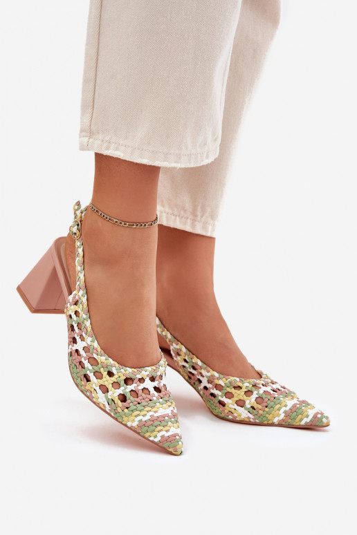 sandalias Con Trenza con tacones color rosa Ebina sandalias Con Trenza con tacones color rosa Ebina