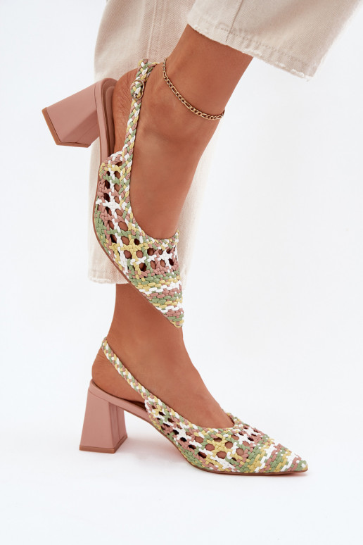 sandalias Con Trenza con tacones color rosa Ebina sandalias Con Trenza con tacones color rosa Ebina