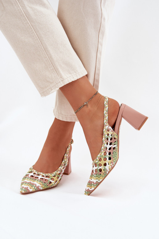 sandalias Con Trenza con tacones color rosa Ebina sandalias Con Trenza con tacones color rosa Ebina