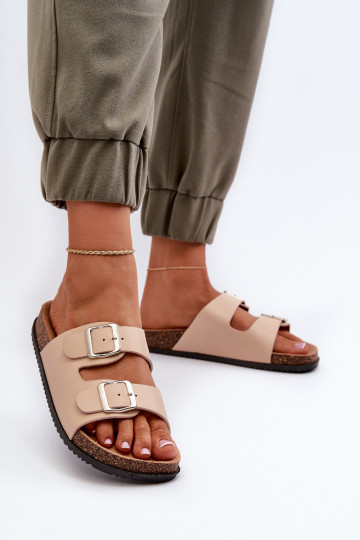 zapatillas de mujer con hebillas beige Oliena