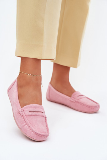 Mocasines elegantes de ante tono rosa claro Lenvie 2