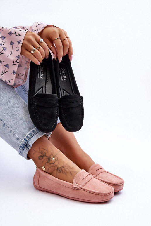 Mocasines elegantes de ante tono rosa claro Lenvie