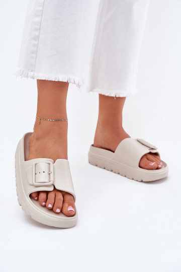 Zapatillas ligeras de mujer color arena con plataforma y hebillas, "Viasara" 2