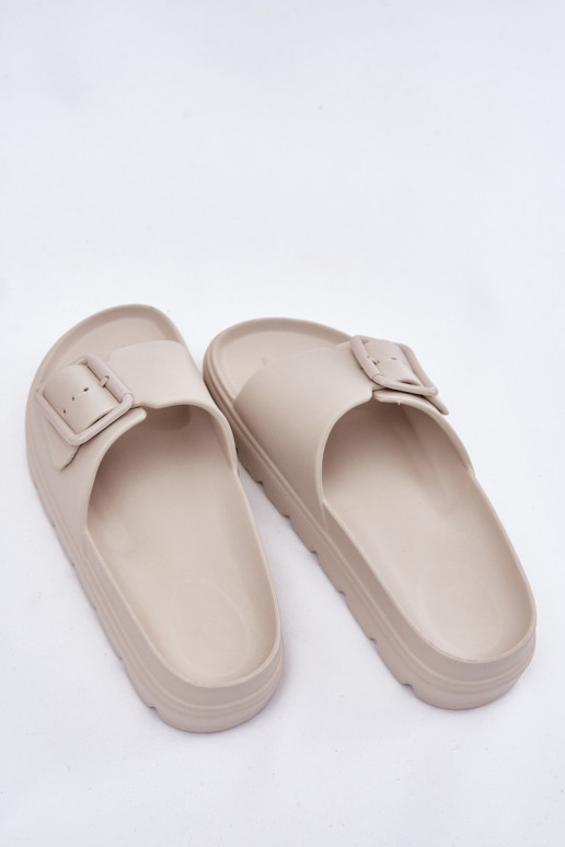 zapatillas de mujer Zapatillas ligeras con una plataforma con hebillas beige Viasara