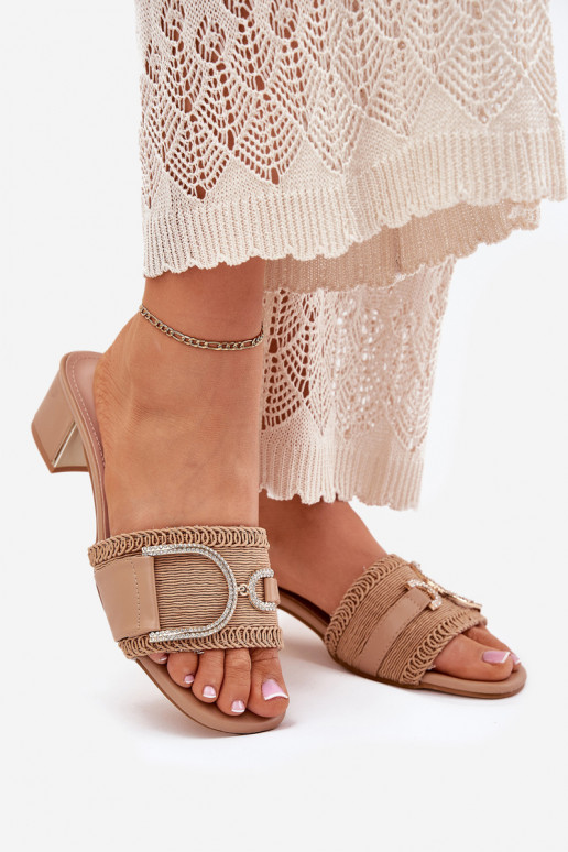 Femenino Zapatillas con tacones Con decoraciones Detalem beige Julinemi