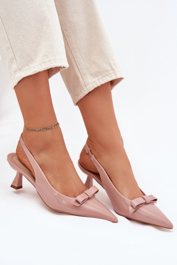 con efecto barniz sandalias con tacones finos con cintas Nude Activadoylna
