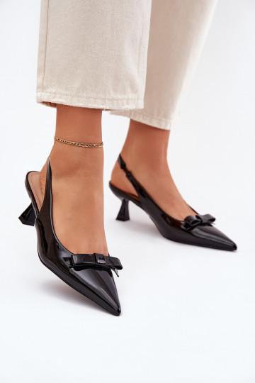 con efecto barniz sandalias con tacones finos con cintas de color negro Activadoylna 2