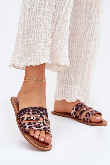 isósceles zapatillas de mujer Ze color doradom Detalem con estampados de piel de leopardo Noroti 2