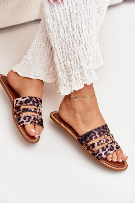 isósceles zapatillas de mujer Ze color doradom Detalem con estampados de piel de leopardo Noroti