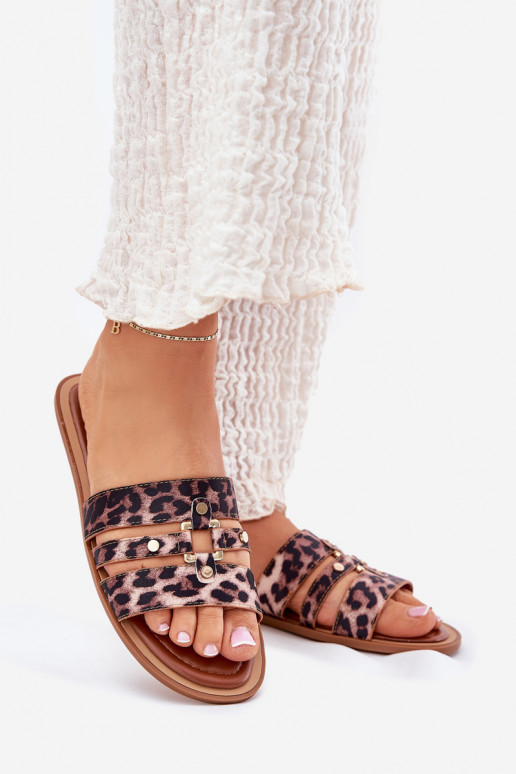 isósceles zapatillas de mujer Ze color doradom Detalem con estampados de piel de leopardo Noroti