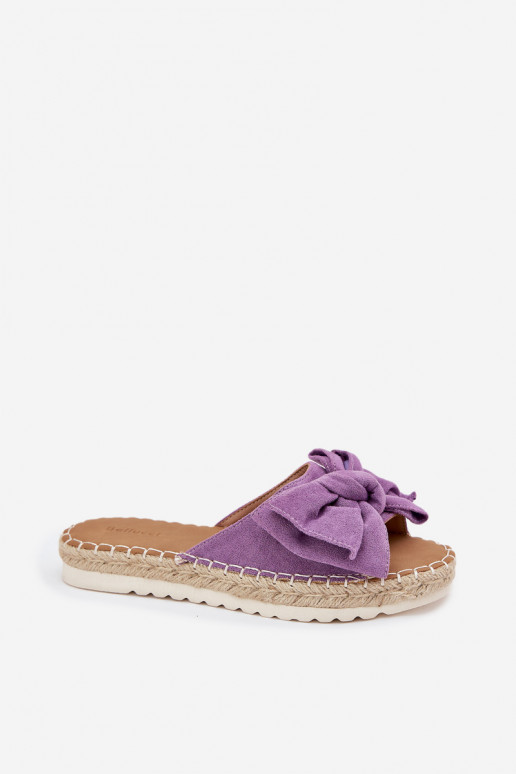 zapatillas de mujer con una plataforma Con Trenza I Kokardką color violeta Alpireda