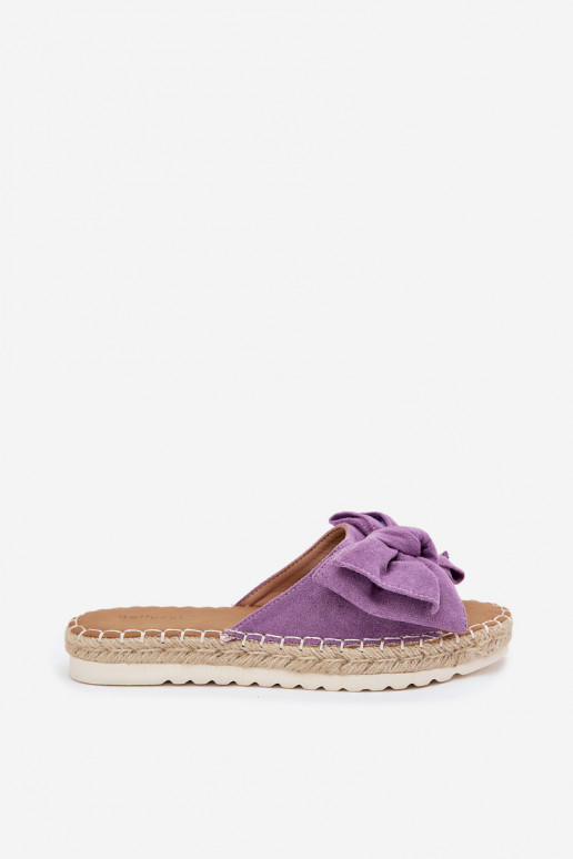 zapatillas de mujer con una plataforma Con Trenza I Kokardką color violeta Alpireda