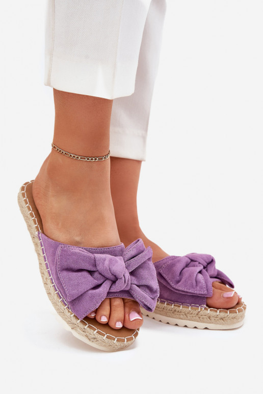 zapatillas de mujer con una plataforma Con Trenza I Kokardką color violeta Alpireda