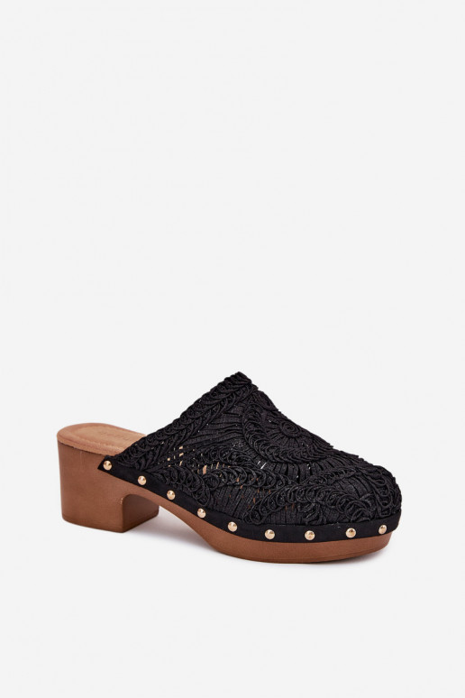 SzydełkoAe zapatillas de mujer con tacones de color negro Senevia