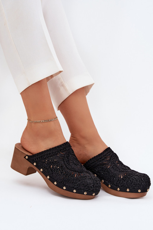 SzydełkoAe zapatillas de mujer con tacones de color negro Senevia