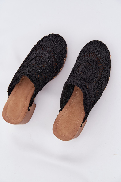 SzydełkoAe zapatillas de mujer con tacones de color negro Senevia