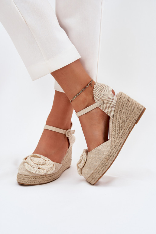 Femenino Sandalias plataforma Con Trenza I SzydełkoAym Una flor beige Ismilea