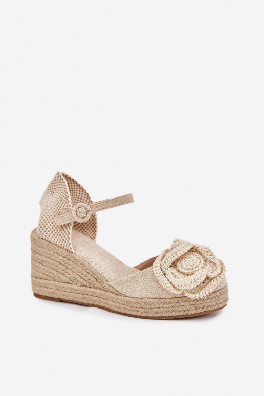 Femenino Sandalias plataforma Con Trenza I SzydełkoAym Una flor beige Ismilea