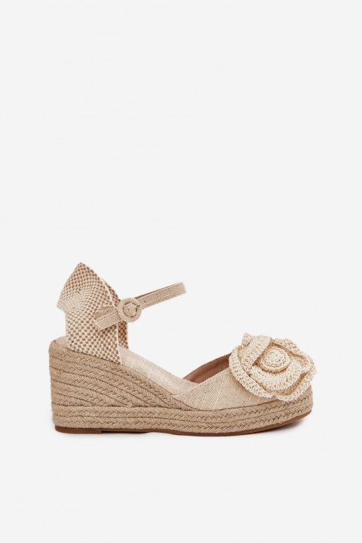 Femenino Sandalias plataforma Con Trenza I SzydełkoAym Una flor beige Ismilea