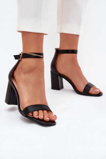 Eko Piel Sandalias de tacón alto para mujer. de color negro Irini