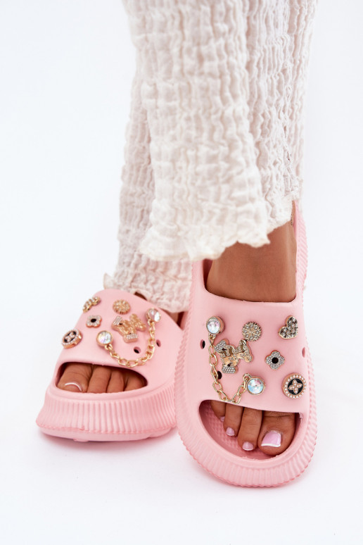 Zapatillas ligeras zapatillas de mujer Ze color doradomi Przypinkami color rosa Hortiana