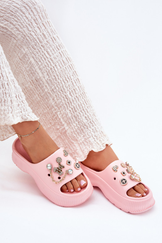 Zapatillas ligeras zapatillas de mujer Ze color doradomi Przypinkami color rosa Hortiana