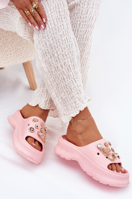 Zapatillas ligeras zapatillas de mujer Ze color doradomi Przypinkami color rosa Hortiana