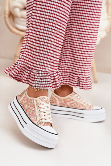 Bajo Zapatos de ocio con una plataforma color rosa Melina