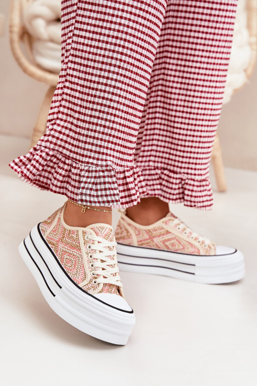 Bajo Zapatos de ocio con una plataforma color rosa Melina