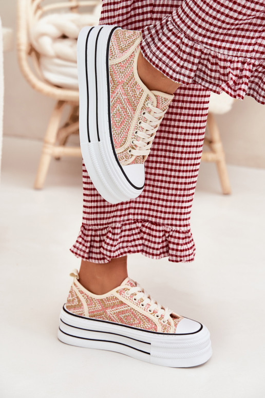 Bajo Zapatos de ocio con una plataforma color rosa Melina