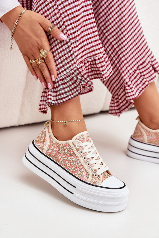 Bajo Zapatos de ocio con una plataforma color rosa Melina