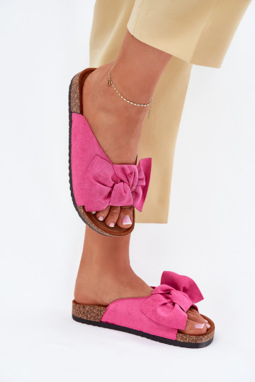 zapatillas de mujer Sobre suela de corcho Kokardką color rosa Seressa