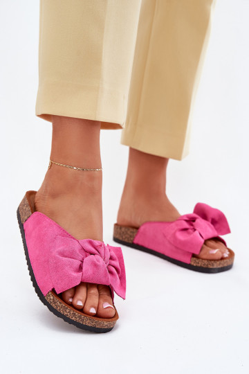 zapatillas de mujer Sobre suela de corcho Kokardką color rosa Seressa 2