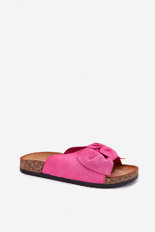 zapatillas de mujer Sobre suela de corcho Kokardką color rosa Seressa