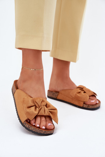 Chanclas marrones para mujer "Seressa" con suela de corcho y lazo 2