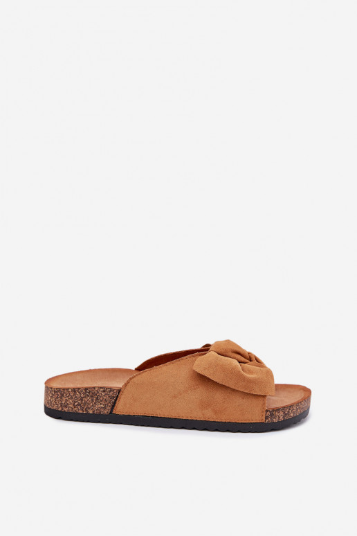 zapatillas de mujer Sobre suela de corcho Kokardką color marrón Seressa