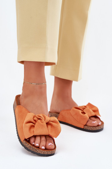 Chanclas naranjas para mujer "Seressa" con suela de corcho y lazo