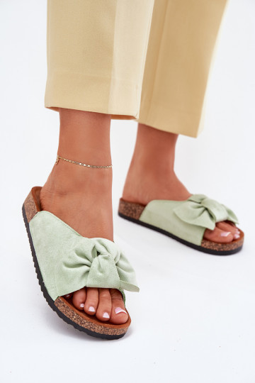Chanclas color menta para mujer "Seressa" con suela de corcho y lazo 2