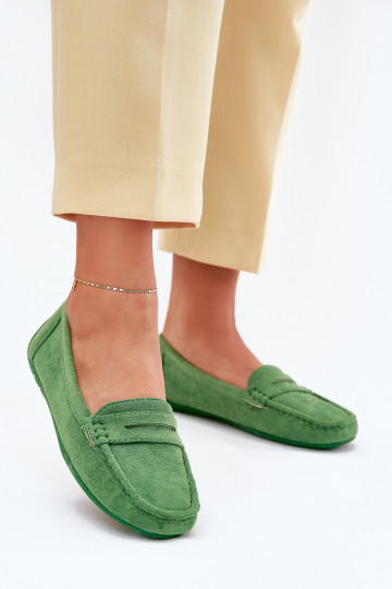 Mocasines de ante elegantes color verde Lenvie