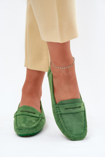 Mocasines de ante elegantes color verde Lenvie 2