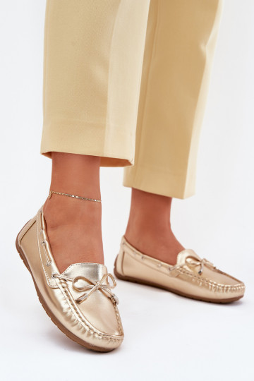Femenino Eko Piel Mocasines color dorado Si Passione