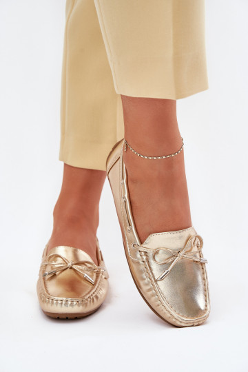 Femenino Eko Piel Mocasines color dorado Si Passione 2