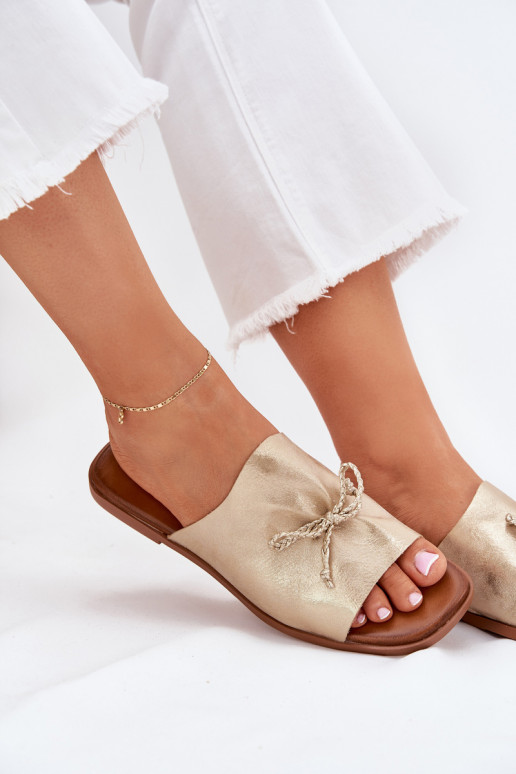 zapatillas de mujer con tacones anchos Con decoraciones ENiązaniem color dorado Norela